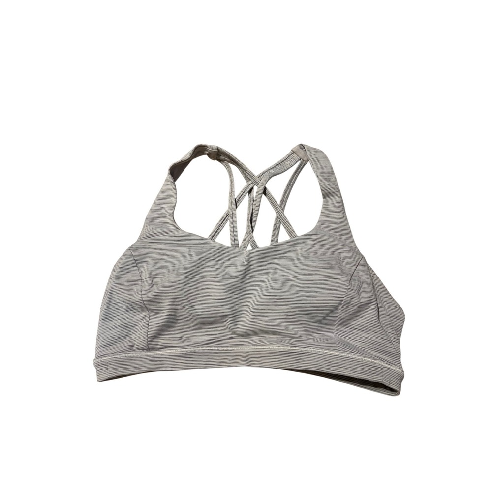 Lululemon Free To Be Wild Sports Bra Grey White Space Dye Strappy Back Size 8